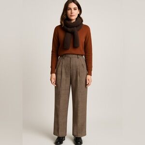 Abercrombie & Fitch Brown Plaid Wide Leg Pants
